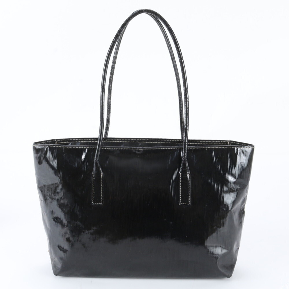 Prada Triangle Logo Leather Tote Bag Shoulder Handbag Black Women's